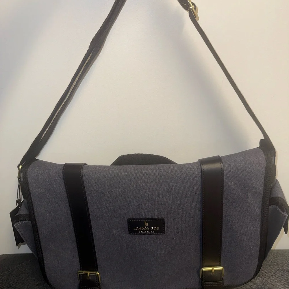 London Fog Men's Charcoal and Black Messenger Bag
